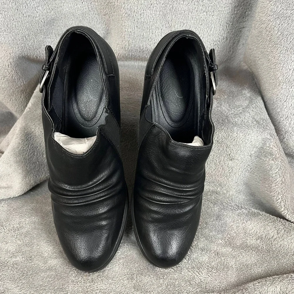 Kim Rogers Mazy Shootie Womens 10 Black Clog Shoes Leather‎ Ankle Boot